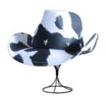 White & Black Cow Print Star Studded Cowboy Hat