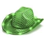 Green Light-Up Rim Sequin Cowboy Hat