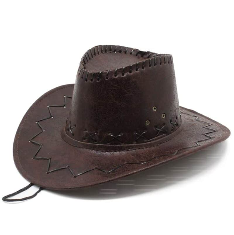 Brown Leather Cowboy Hat
