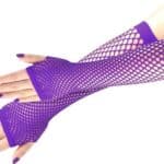 Purple Long Fishnet Gloves