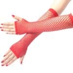 Scarlet Red Long Fishnet Gloves