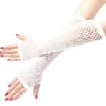 White Long Fishnet Gloves