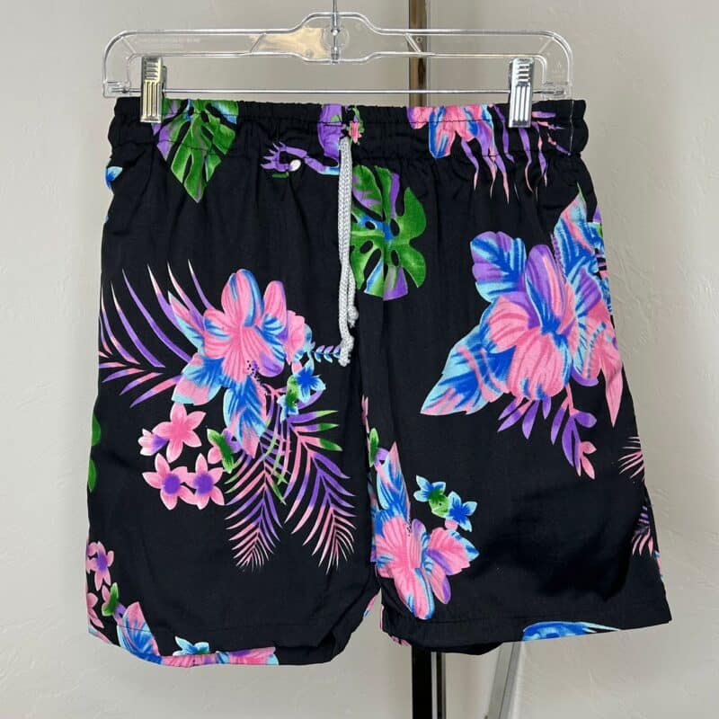 Black Floral Tropical Shorts