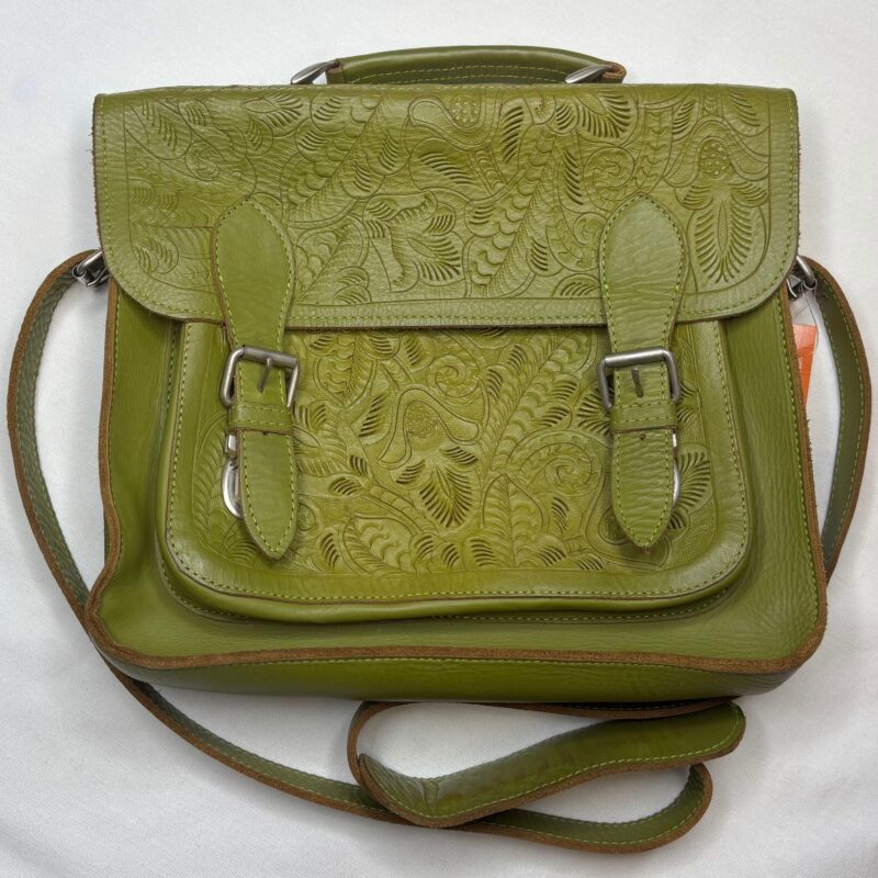 Green Intricate Carved Satchel Bag
