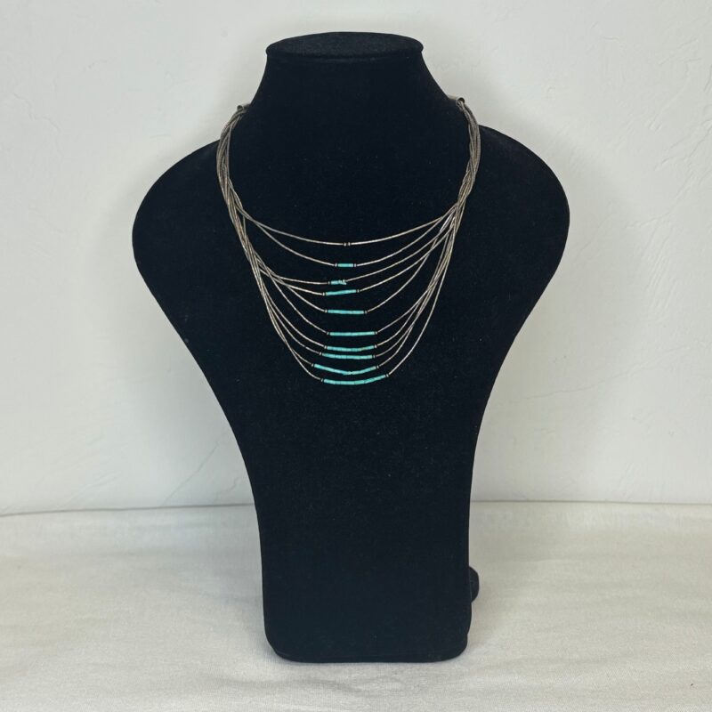 Native American Turquoise Liquid Silver Chain Necklace