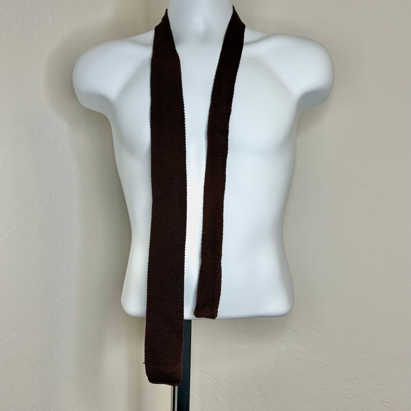 Lanvin Brown Skinny Square Knit Necktie