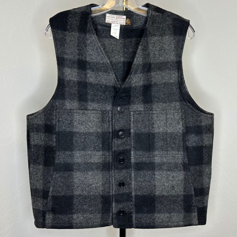 Filson Vintage Black Plaid Vest