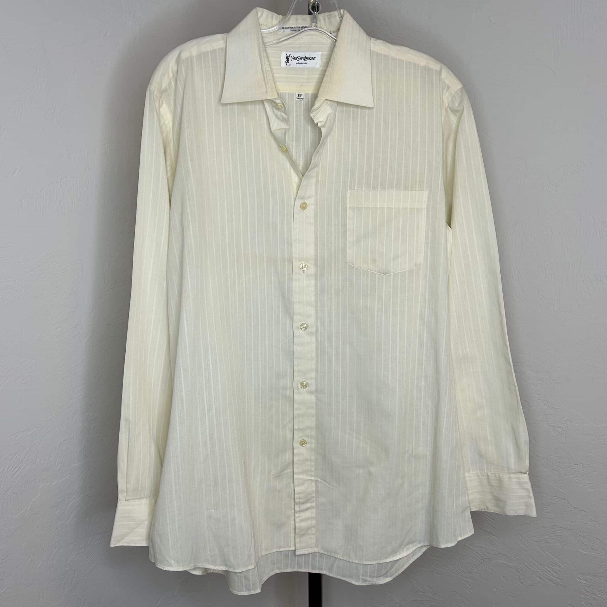 Yves Saint Laurent Cream Long-Sleeve Button-Up