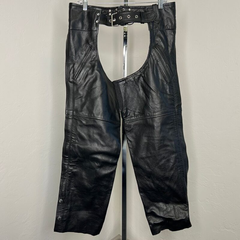 Black Leather Cropped Chaps
