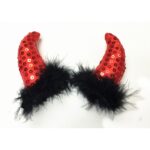 Red Sequin Devil Horn Hair Clips
