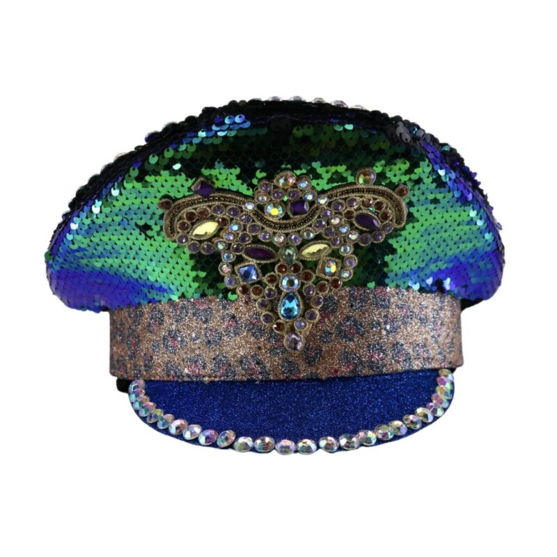 Blue & Green Sequin Captain Hat