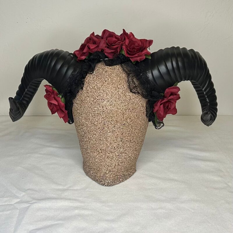 Black Horns & Red Roses Headband