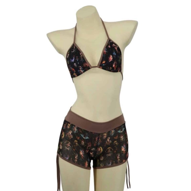 Brown 3-Piece Bikini-Style Lingerie Set
