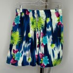 White & Navy Floral Tropical Shorts