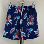 Navy Fronds Tropical Shorts