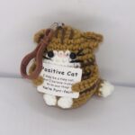 Brown Positive Cat Emotional Support Keychain