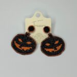 Beaded Black Jack-O'-Lantern Earrings