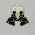 Black Beaded Horse Earrings