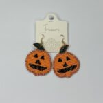 Beaded Orange Jack-O'-Lantern Earrings