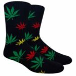 Black Marijuana Leaf Design Socks