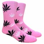 Pink Marijuana Leaf Design Socks