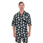 Black Floral Murakami Short-Sleeve Button Up