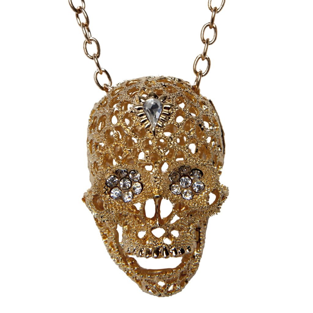 Gold Skull Pendant Chain Necklace